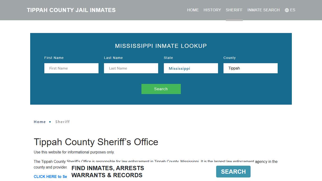 Tippah County Sheriff, MS Arrest Warrant Lookup