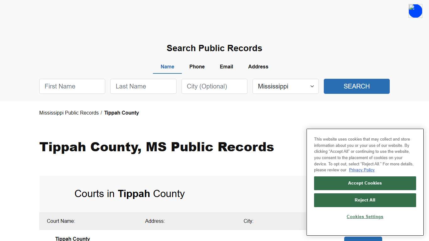 Tippah County, MS Public Court, Arrest and Inmate Records - ThePublicIndex