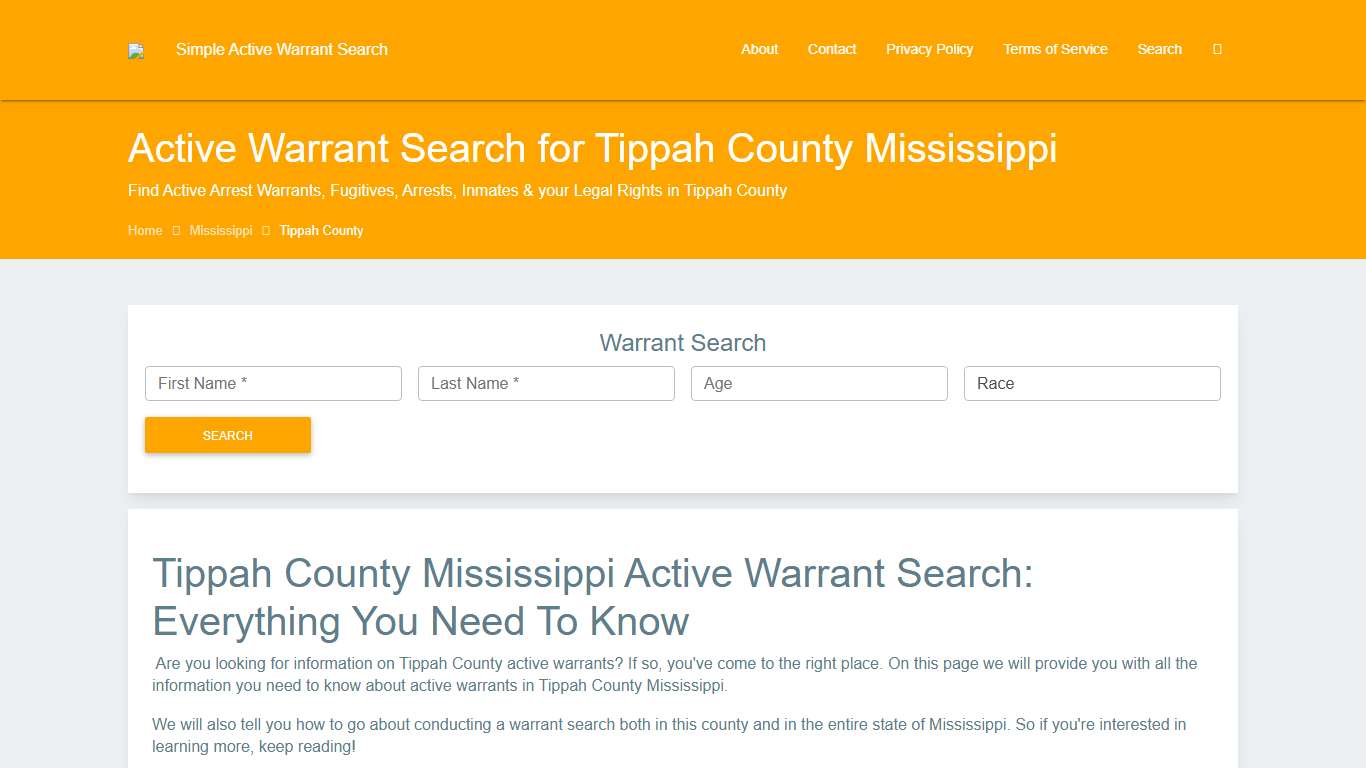 Active Warrant Search in Tippah County Mississippi - Outstanding Warrants